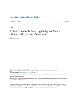 Enforcement of Federal Rights Against States: Alden and Federalism Non-Sense Daan Braveman