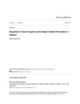 Regulation of Sports Agents and College Football: Perception Or Reality?