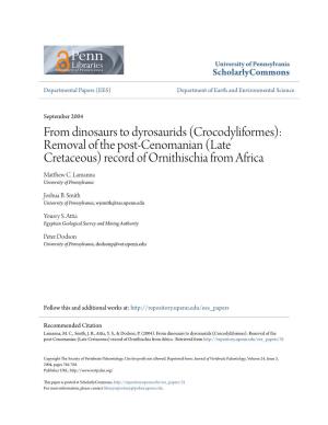 Late Cretaceous) Record of Ornithischia from Africa Matthew .C Lamanna University of Pennsylvania