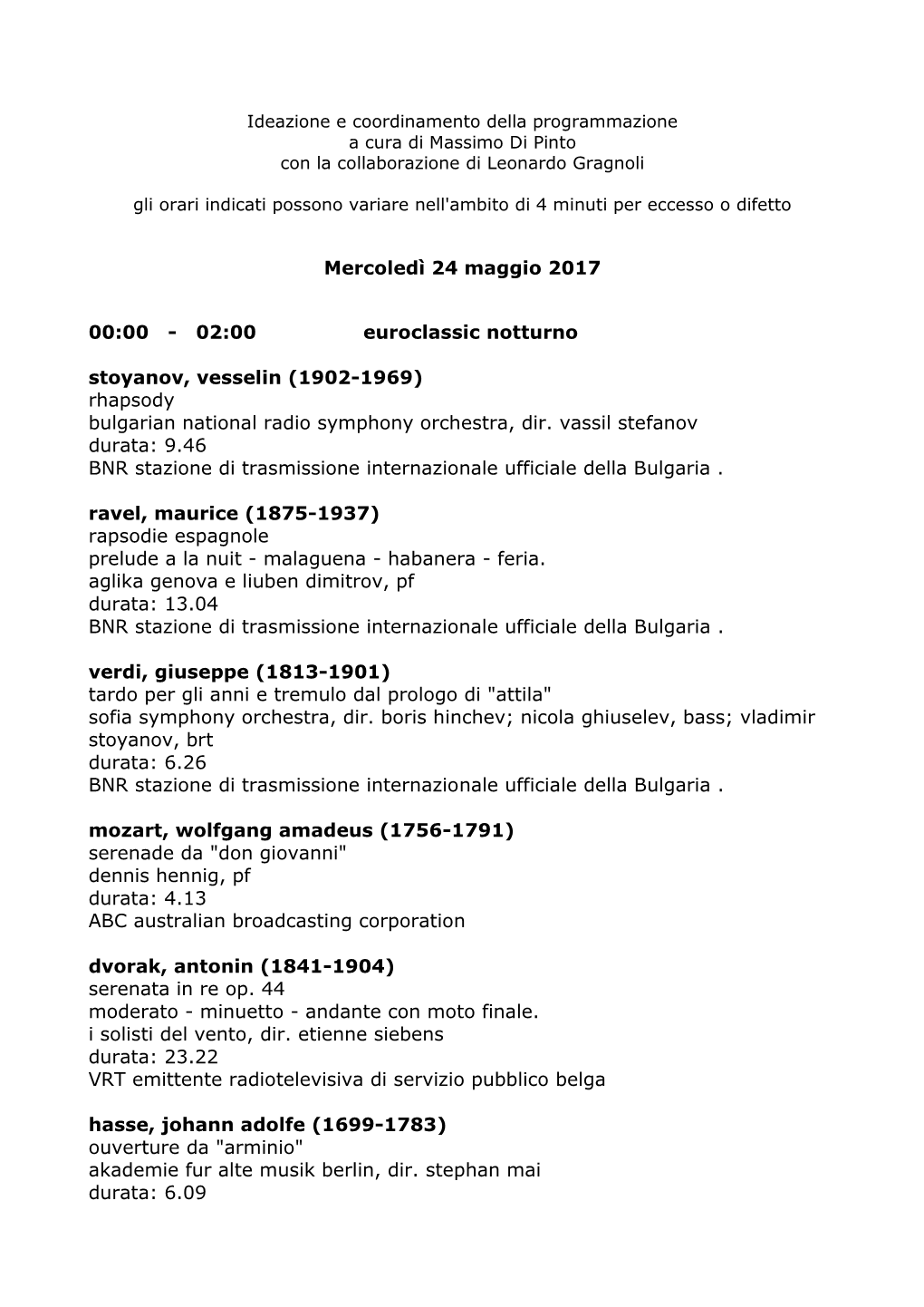 Mercoledì 24 Maggio 2017