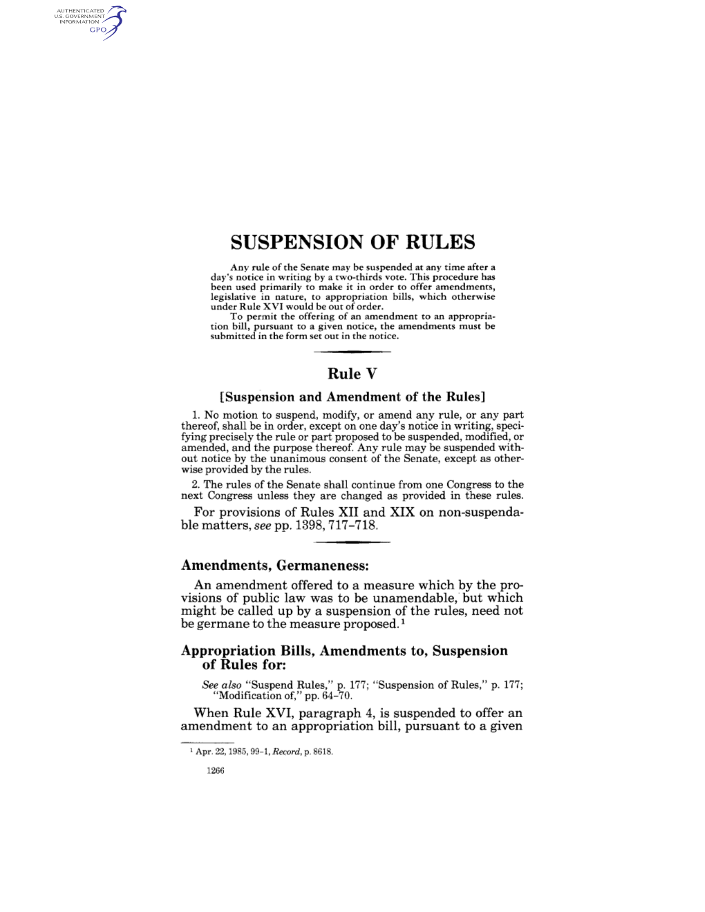 Suspension of Rules