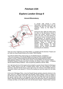 Fetcham U3A Explore London Group 6