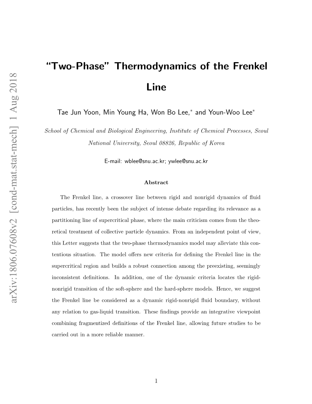 " Two-Phase" Thermodynamics of the Frenkel Line
