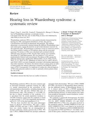 Hearing Loss in Waardenburg Syndrome: a Systematic Review