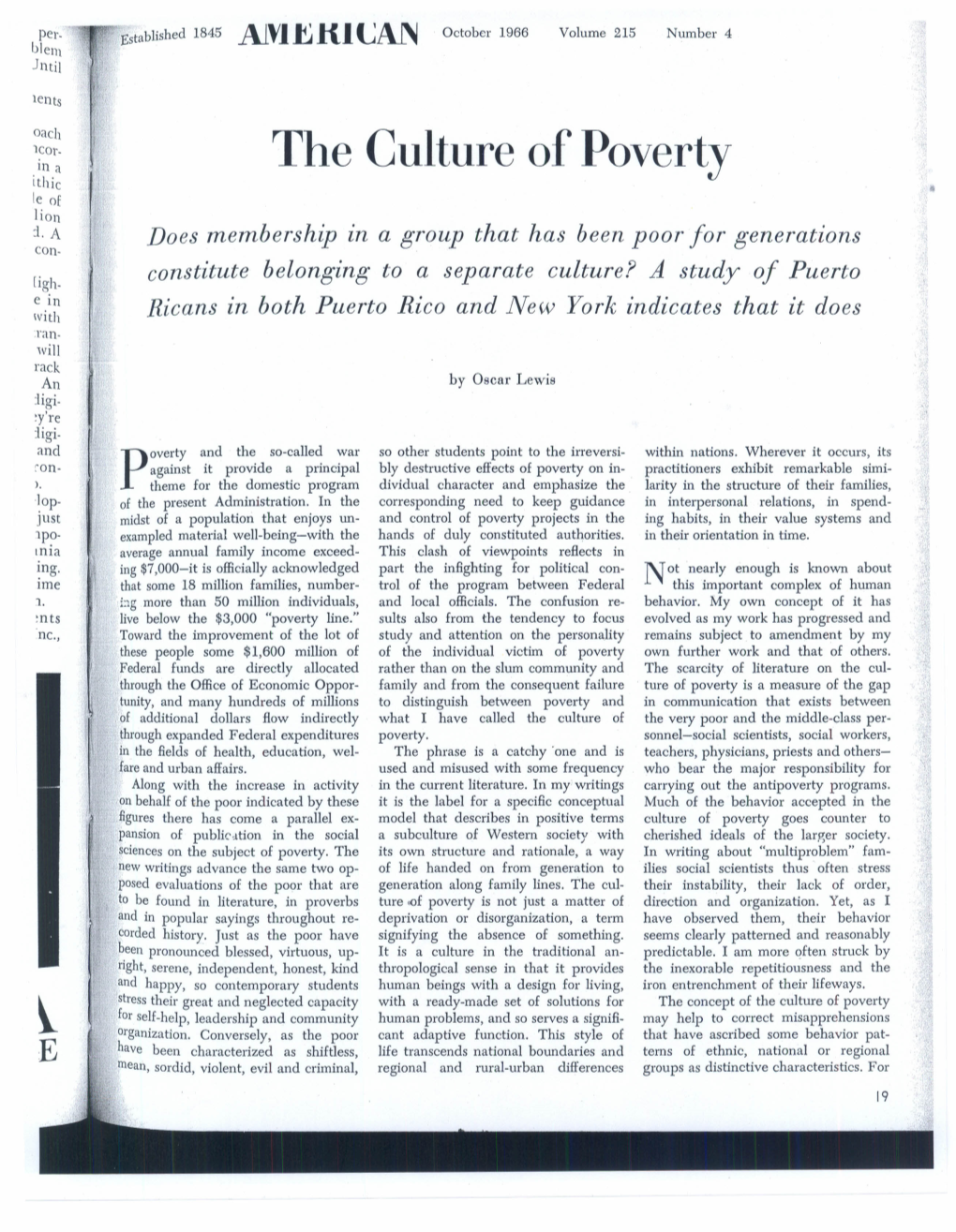 The Culture of Poverty Ithie Le of Lion :1