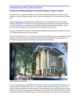 Bullitt Center Greenest Building Article JAN 2013