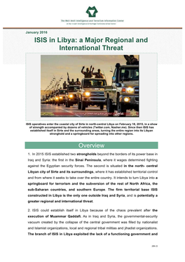 ISIS in Libya: a Major Regional and International Threat