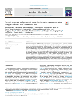 Genomic Sequence and Pathogenicity of the First Avian Metapneumovirus
