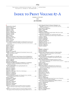 Index to Print Volume 87-A (AMERICAN VOLUME) 2005 AUTHORS