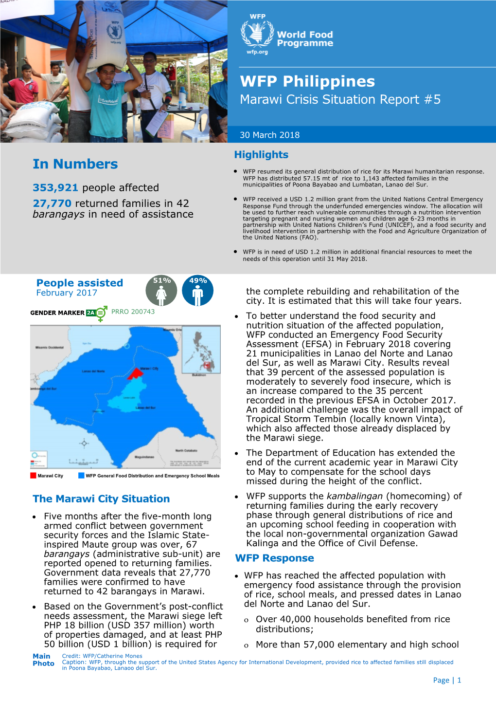 WFP Philippines Marawi Crisis Situation Report #5