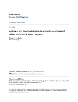 A Study of Jazz Band Participation by Gender in Secondary High School Instrumental Music Programs