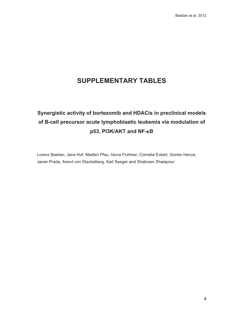 Supplementary Tables