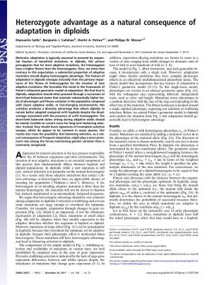 Heterozygote Advantage As a Natural Consequence of Adaptation in Diploids Diamantis Sellisa, Benjamin J
