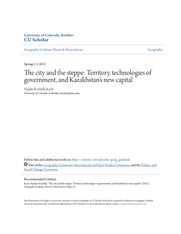 Territory, Technologies of Government, and Kazakhstan's New Capital
