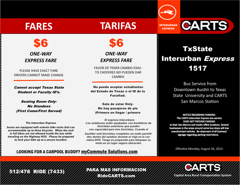 Fares Tarifas $6 $6