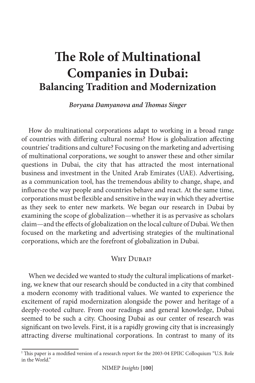 The Role of Multinational Corporations in Dubai