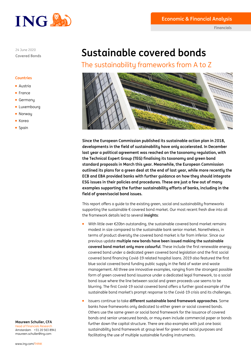 Sustainable Covered Bonds June 2020 Economic & Financial Analysis