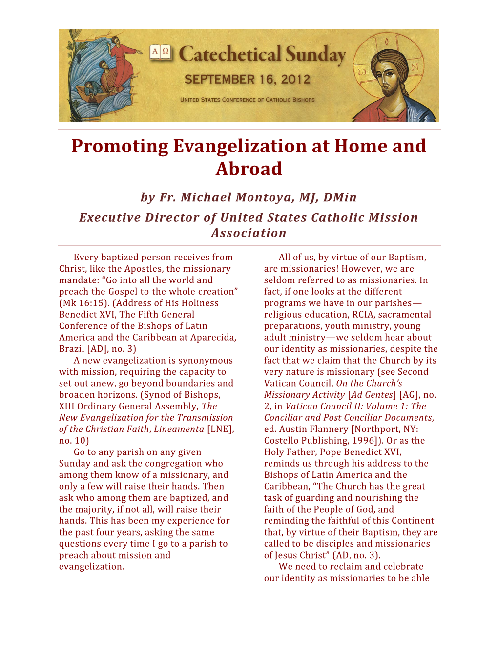 Promoting Evangelization at Home and Abroad by Fr