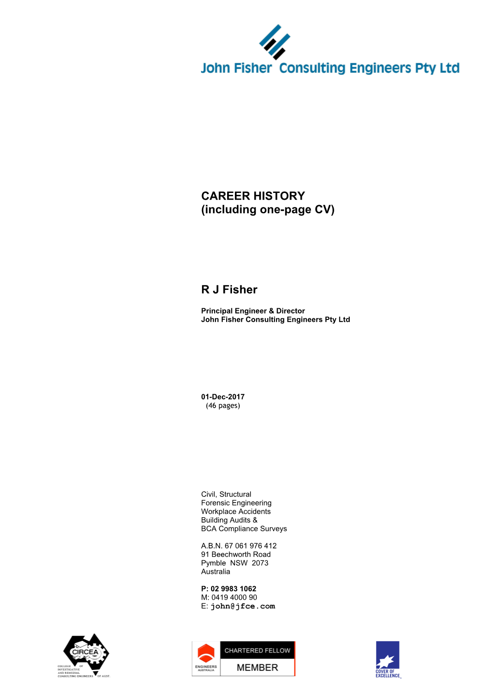 CAREER HISTORY (Including One-Page CV)