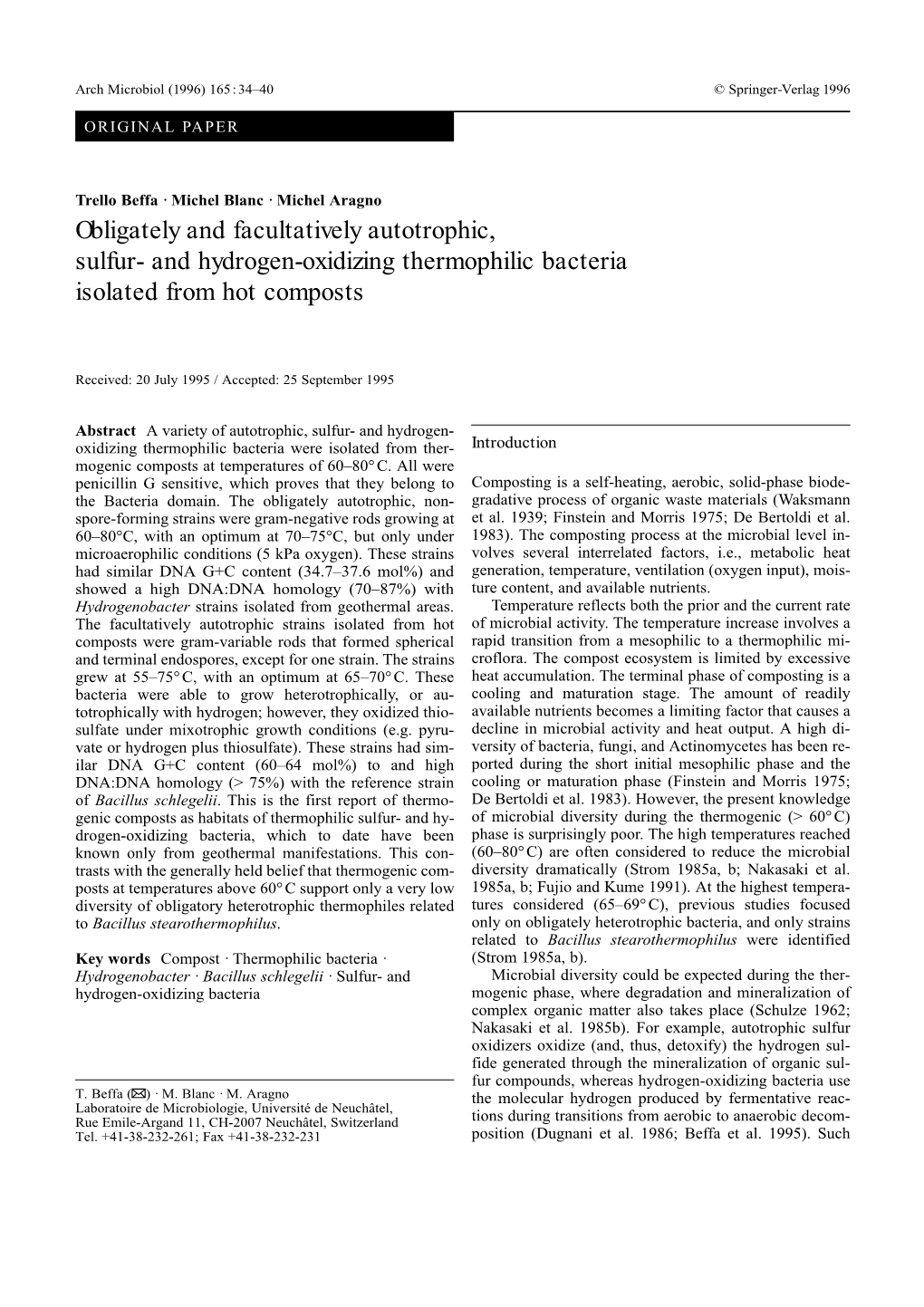 And Hydrogen-Oxidizing Thermophilic Bacteria Isolated from Hot Composts