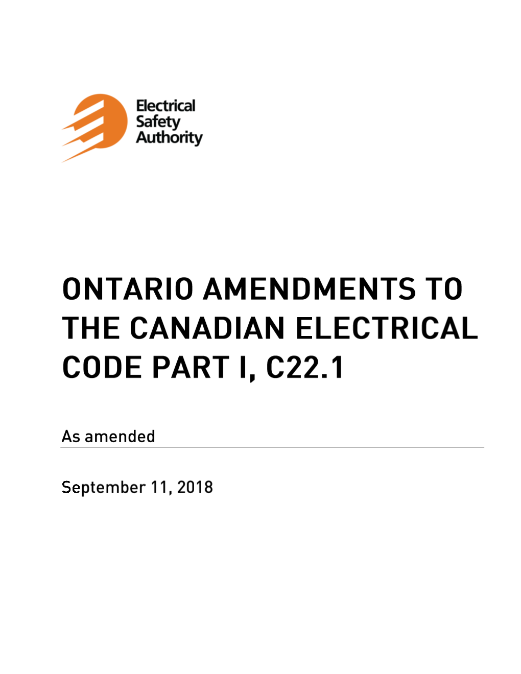 Amendments to the Canadian Electrical Code Part I, C22.1