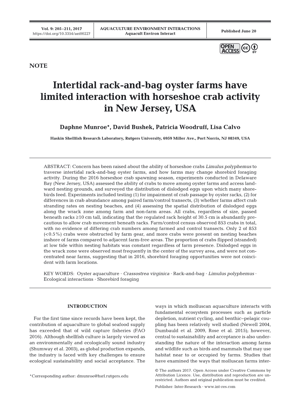 Aquaculture Environment Interactions 09:205