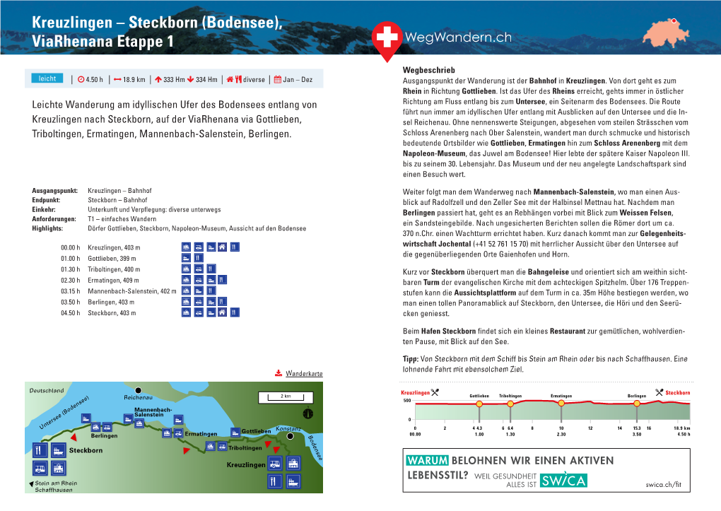 Kreuzlingen – Steckborn (Bodensee), Viarhenana Etappe 1