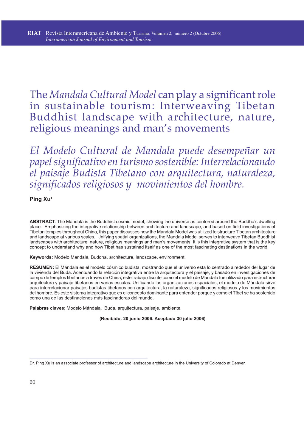 The Mandala Cultural Model Can Play a Significant Role in Sustainable