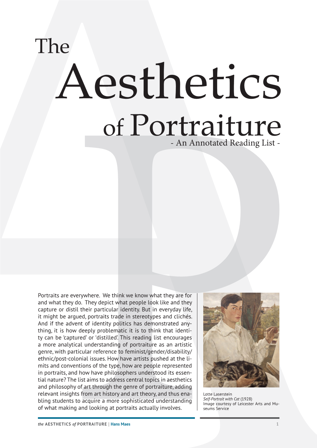 Of Portraiture - an Annotated Reading List