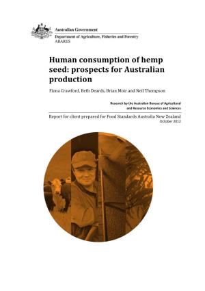 Human Consumption of Hemp Seed: Prospects for Australian Production