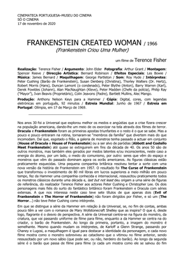 FRANKENSTEIN CREATED WOMAN / 1966 (Frankenstein Criou Uma Mulher)