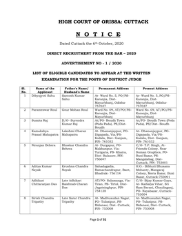 Cuttack Notice