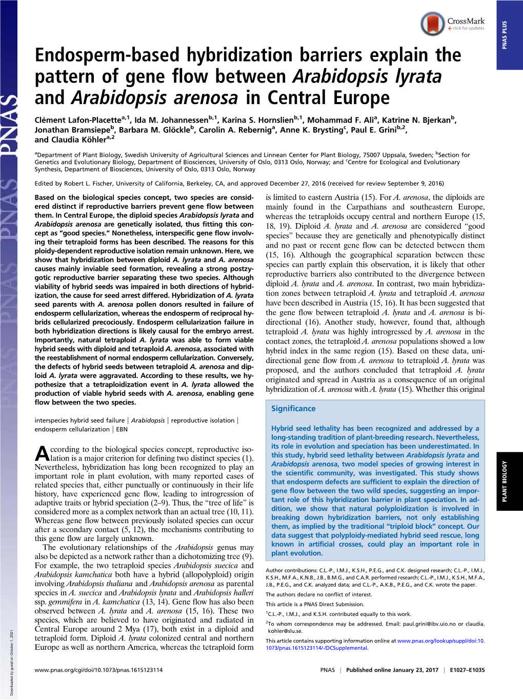 Endosperm-Based Hybridization Barriers Explain the Pattern of Gene