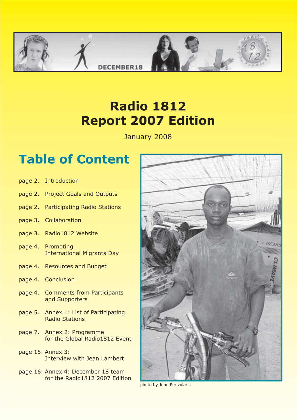 Table of Content Radio 1812 Report 2007 Edition