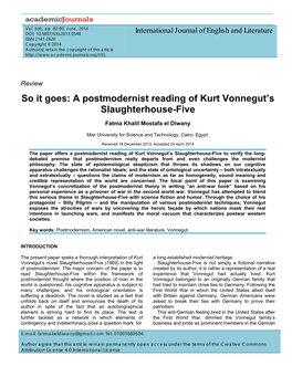 A Postmodernist Reading of Kurt Vonnegut's
