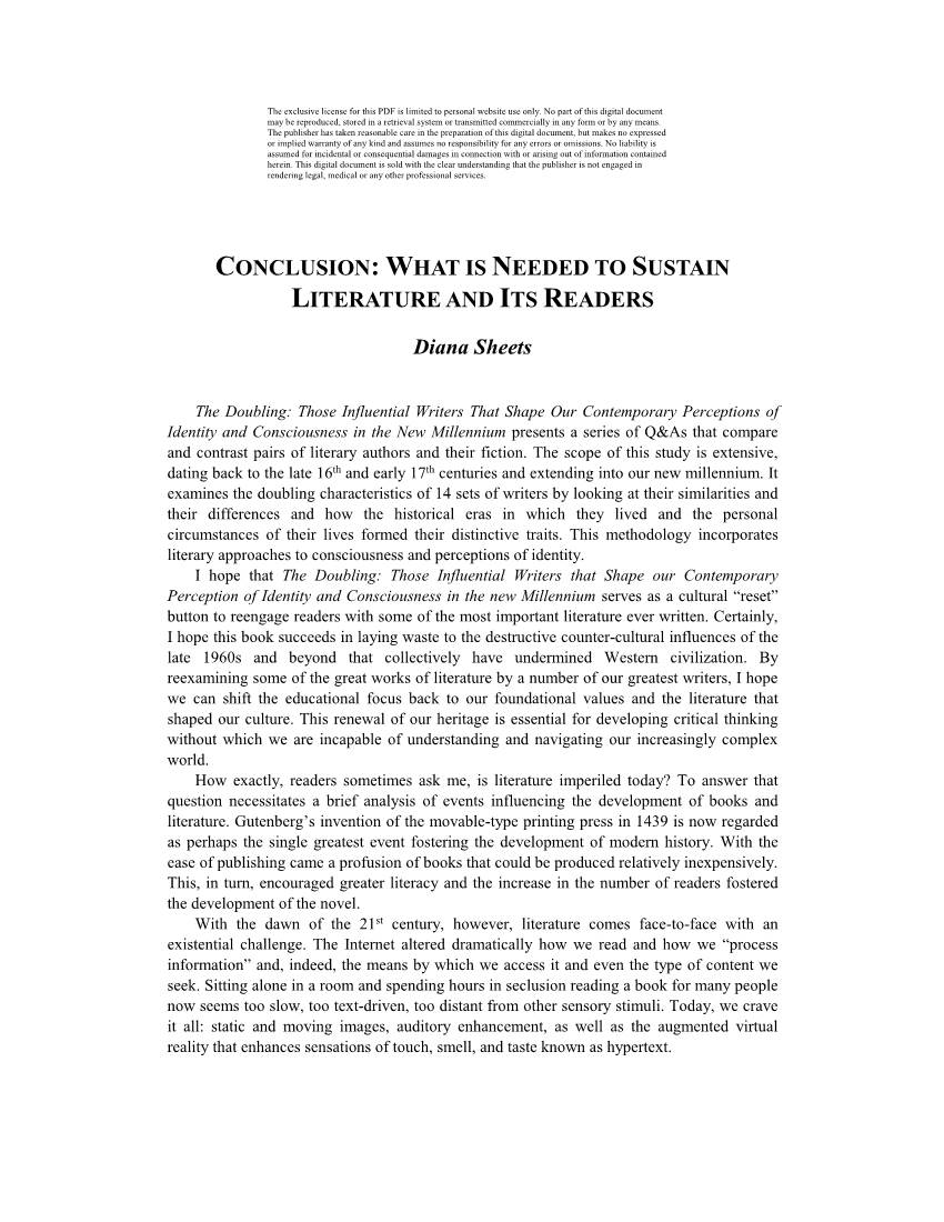 Conclusion: What Is Needed to Sustain Literature and Its Readers