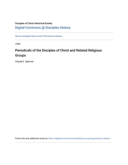 Periodicals of the Disciples of Christ and Related Religious Groups