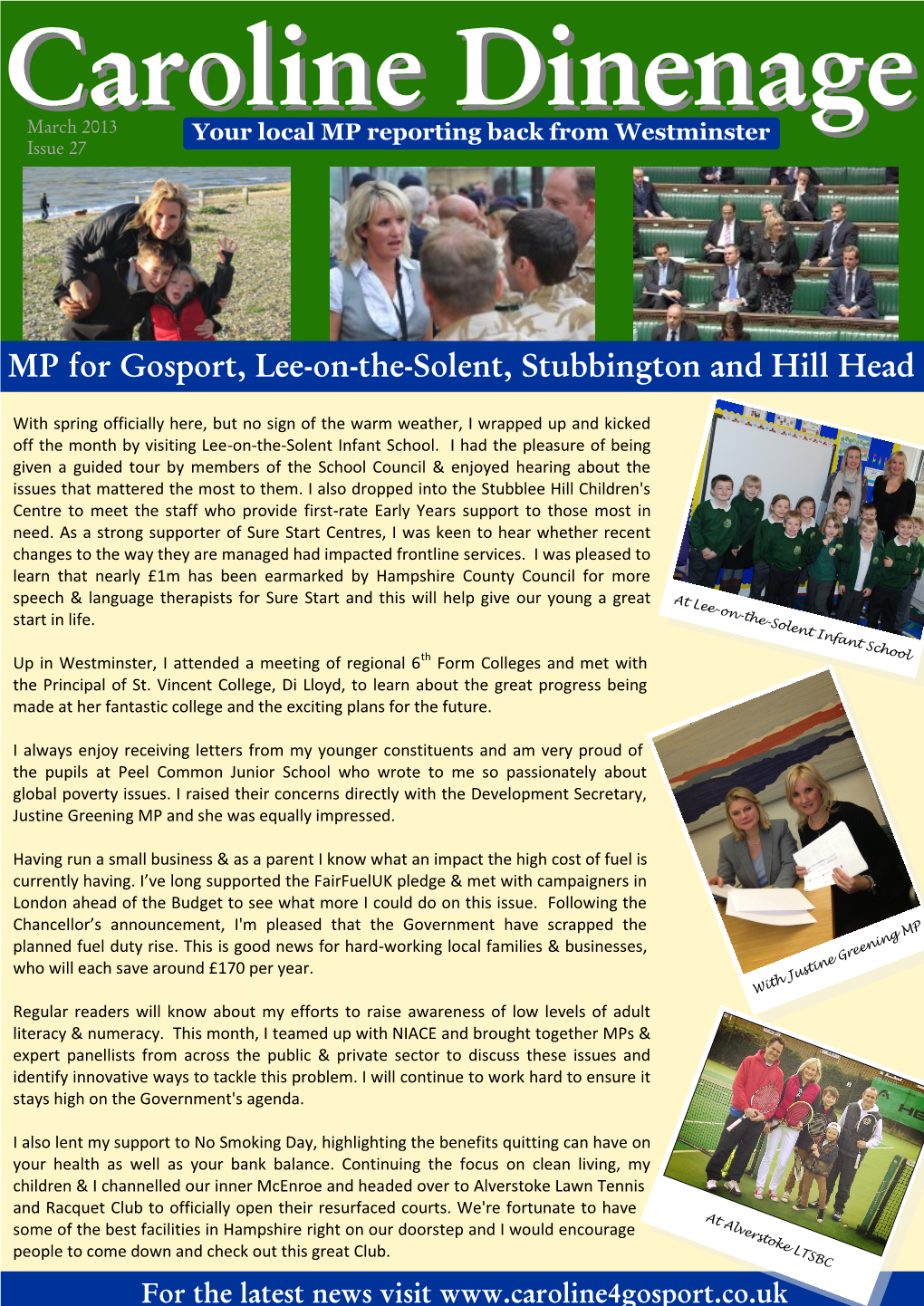 March 2013 Dinenage Your Local MP Reporting Back from Westminster Issue 27