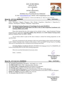 District Nodal Officer MGNREGS Jalpaiguri District Nodal Officer