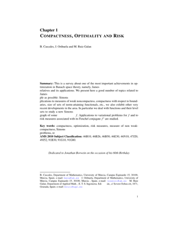 Chapter 1 COMPACTNESS,OPTIMALITY and RISK