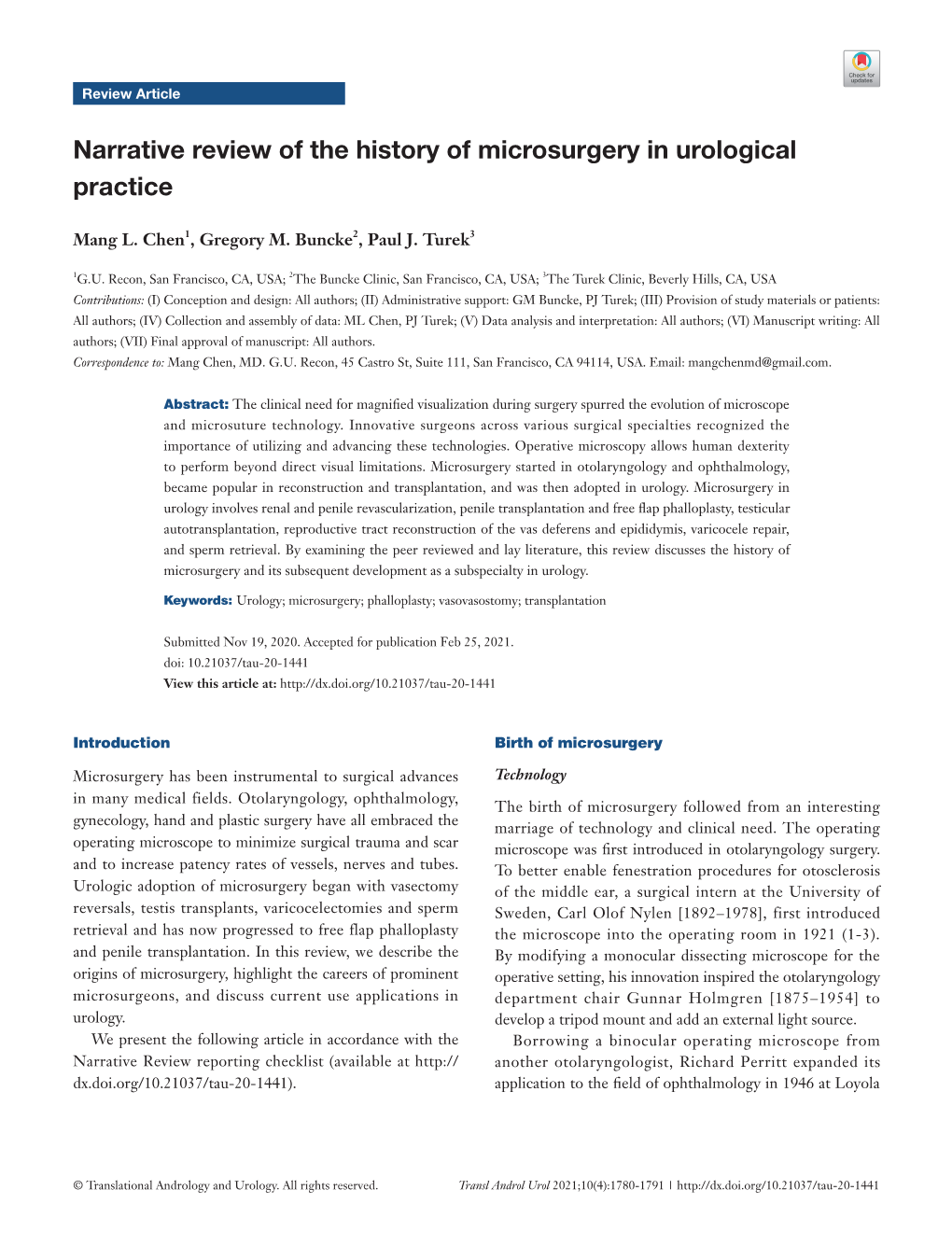 Narrative Review of the History of Microsurgery in Urological Practice