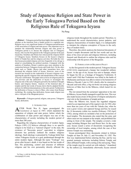 Study of Japanese Religion and State Power in the Early Tokugawa Period Based on the Religious Rule of Tokugawa Ieyasu Na Pang