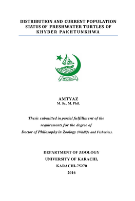 Distribution and Current Population Status of Freshwater Turtles of Khyber Pakhtunkhwa