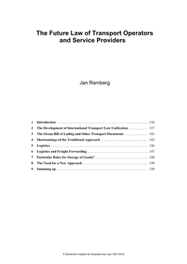 The Future Law of Transport Operators and Service Providers