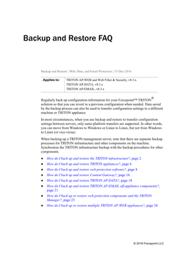 Backup and Restore FAQ