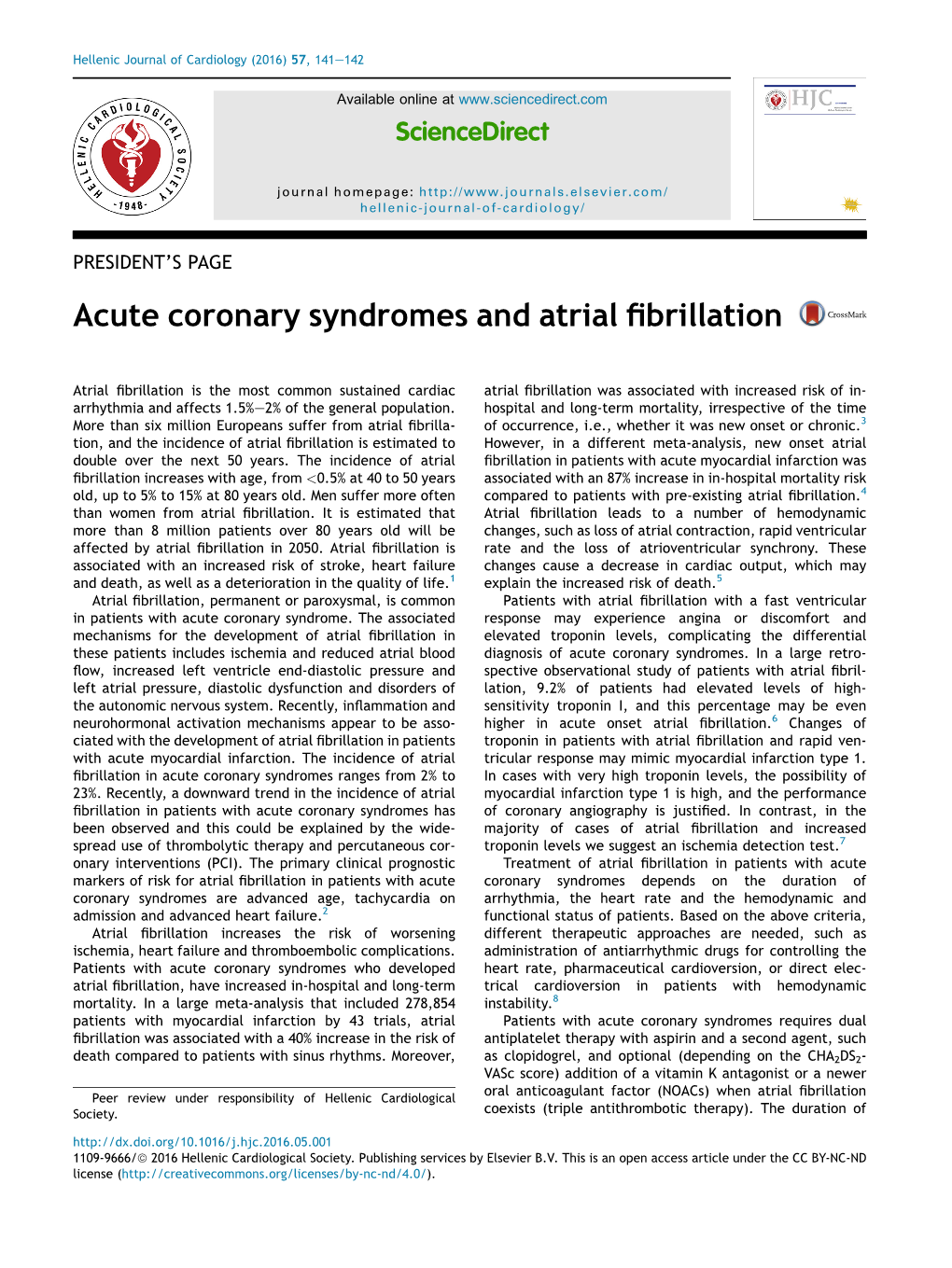 Acute Coronary Syndromes and Atrial Fibrillation