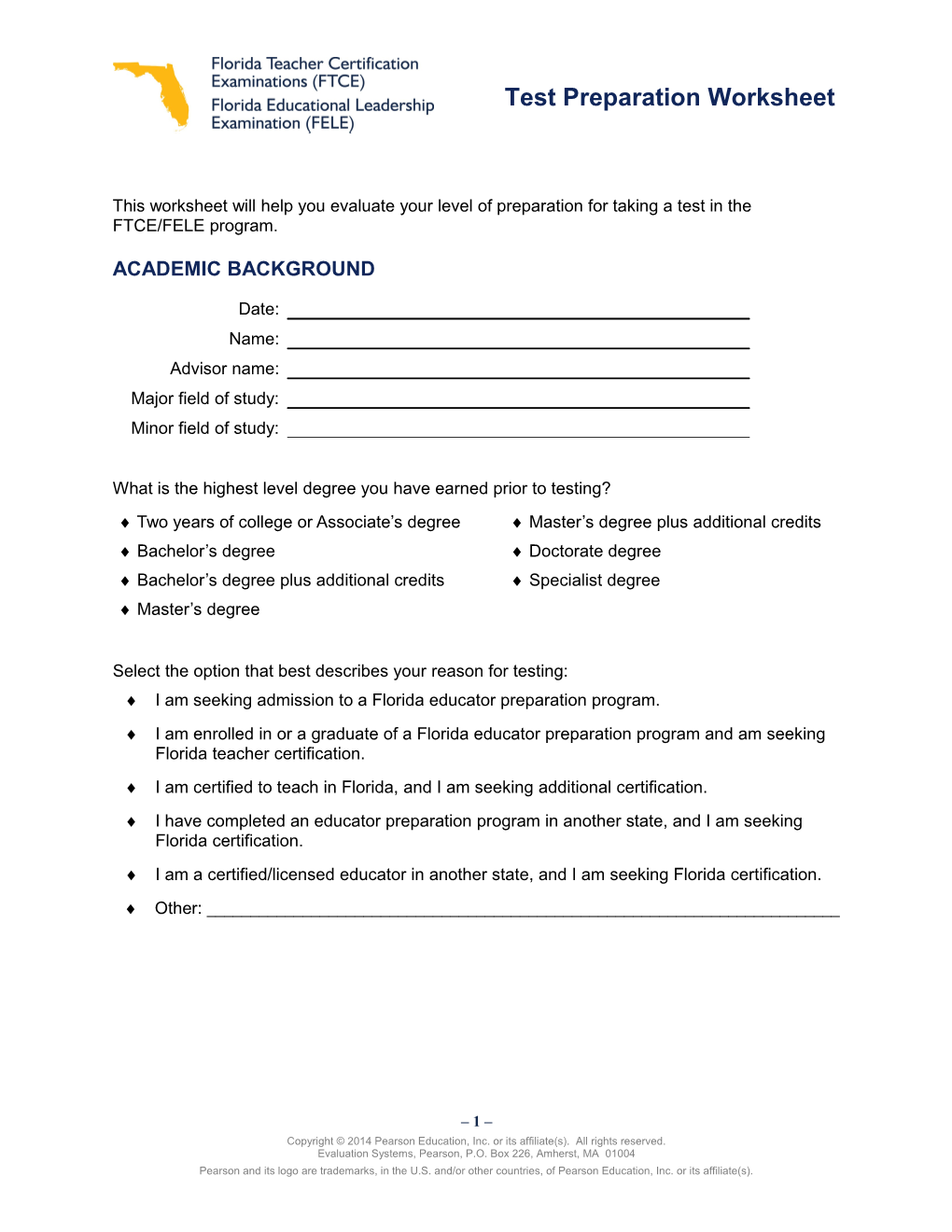 This Worksheet Will Help You Evaluate Your Level of Preparation for Taking a PECT Assessment