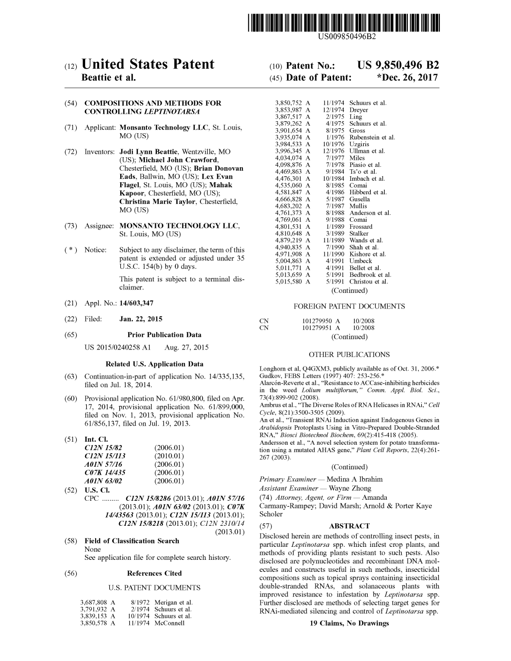 THAT ARE NOT ALLOLUNUNUTTUUS009850496B2 (12 ) United States Patent (10 ) Patent No