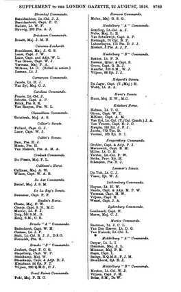 SUPPLEMENT to the LONDON GAZETTE, 22 AUGUST, 1918. 9789 Bloemhof Commando