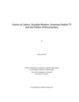Visions of Labour: Socialist Realism, American Reality TV and the Politics of Documentary